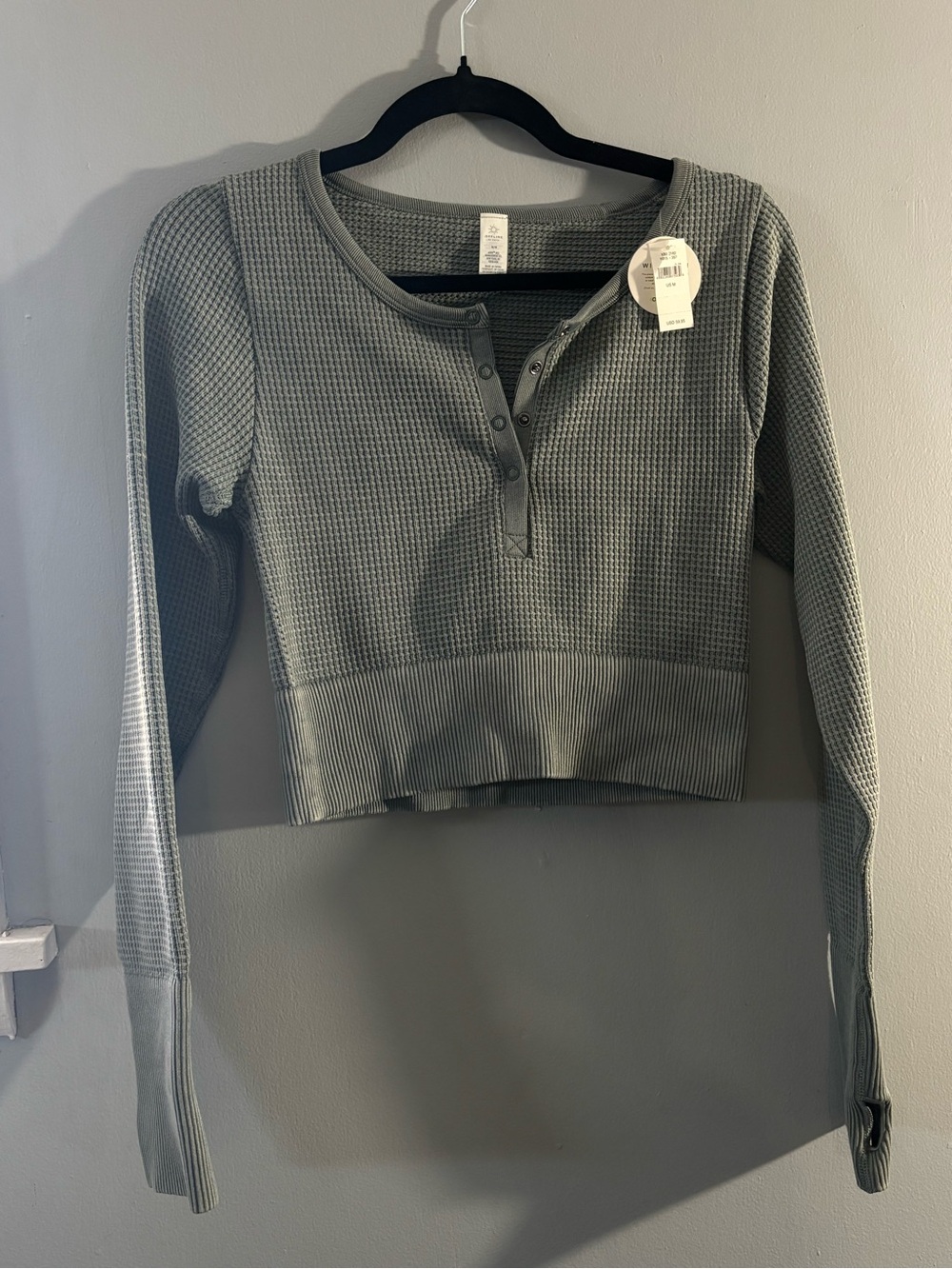 Waffle Knit Henley Crop Top - Offline by Aerie | NWT